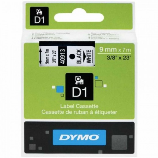 DYMO 40913 Beyaz/Siyah D1 Yedek Şerit (9 mm x 7 mt)