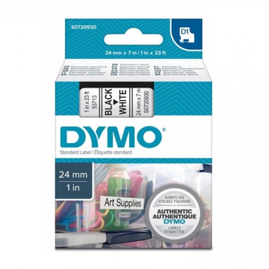 DYMO 53713 Beyaz/Siyah D1 Yedek Şerit (24 mm x 7 mt)