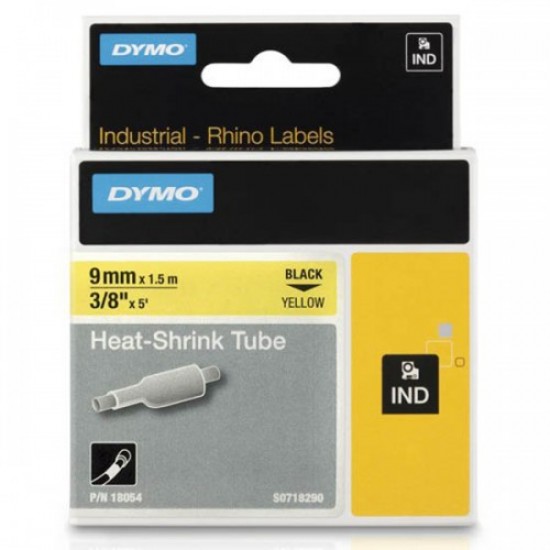 DYMO RhinoPRO 18054 Sarı/Siyah Isıyla Küçülen Şerit 9 mm x 1,5 mt