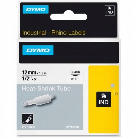 DYMO RhinoPRO 18055 Beyaz/Siyah Isıyla Küçülen Şerit 12 mm x 1,5 mt